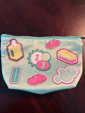 Clinique Teal  Cosmetic Pouch with Pink and Yellow Accents